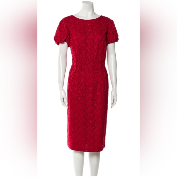 LAFAYETTE 148 Red Eyelet Dress (D318) - Picture 1 of 10